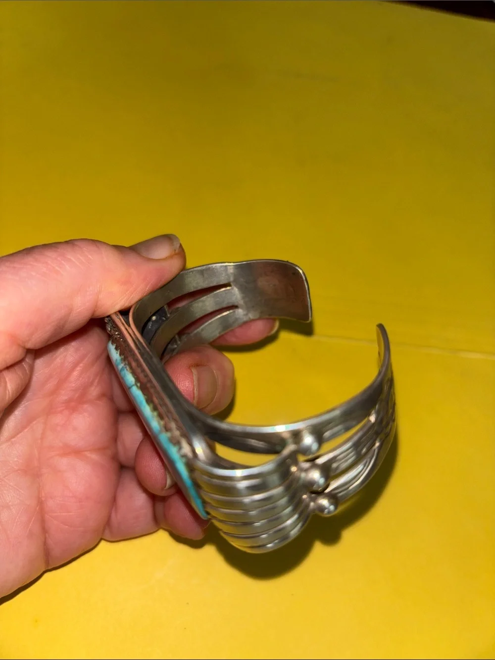 Vintage Native American Silver Cuff Bracelet/Turquoise